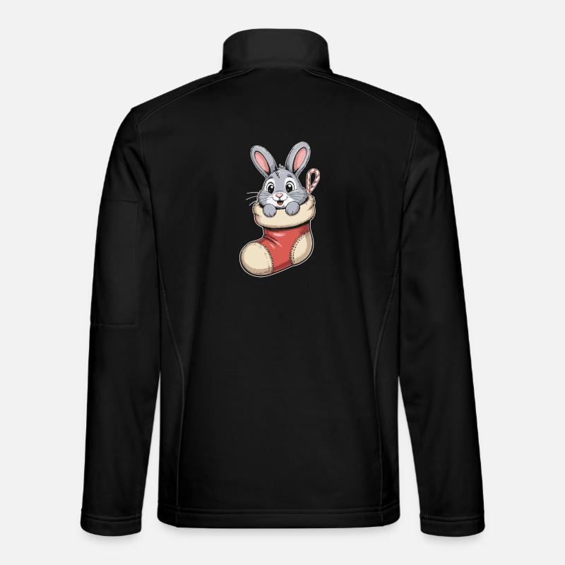 Christmas bunny in cuddly sock - Unisex Softshell Jacket - black
