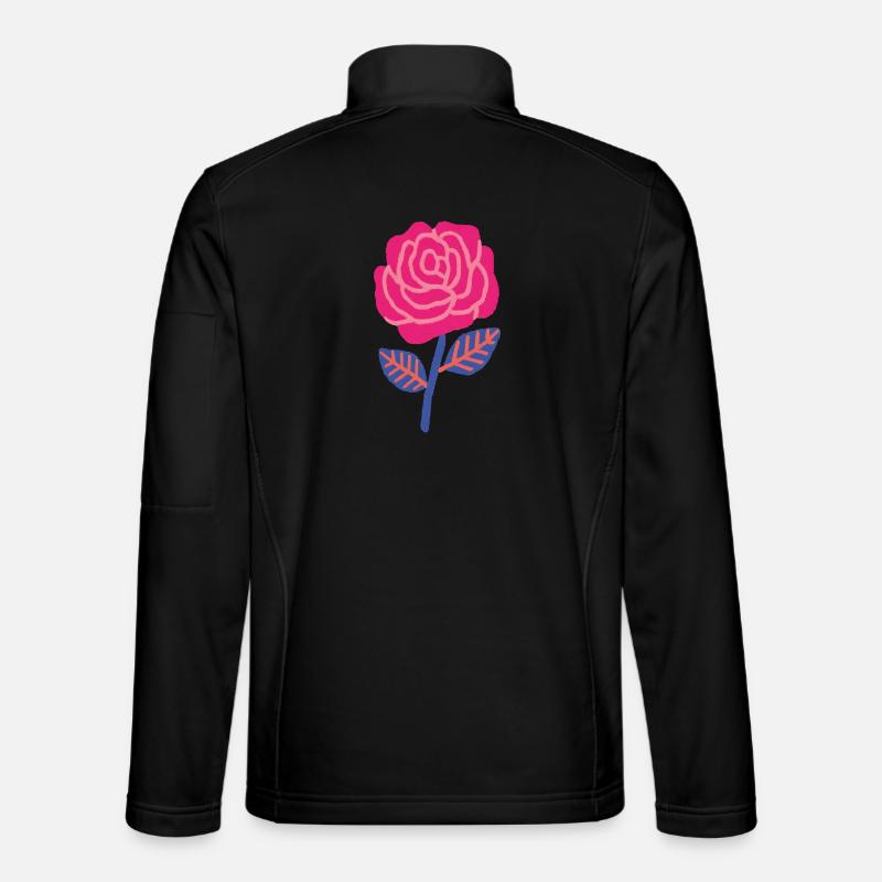 Ruby rose with blue leaves Unisex Softshell Jacket