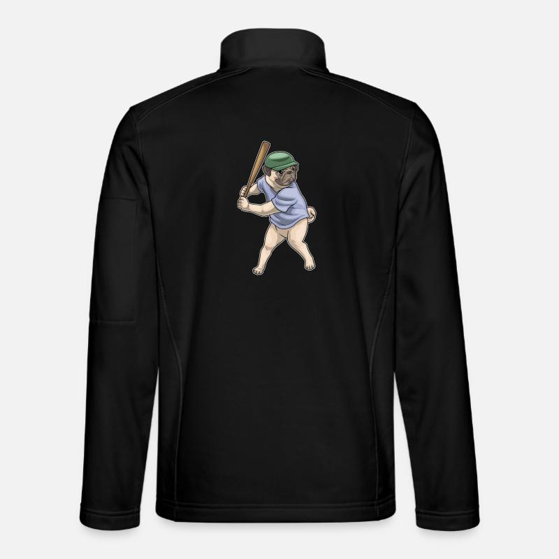 Mops Baseball Baseballschläger - Unisex Softshelljacke - Schwarz