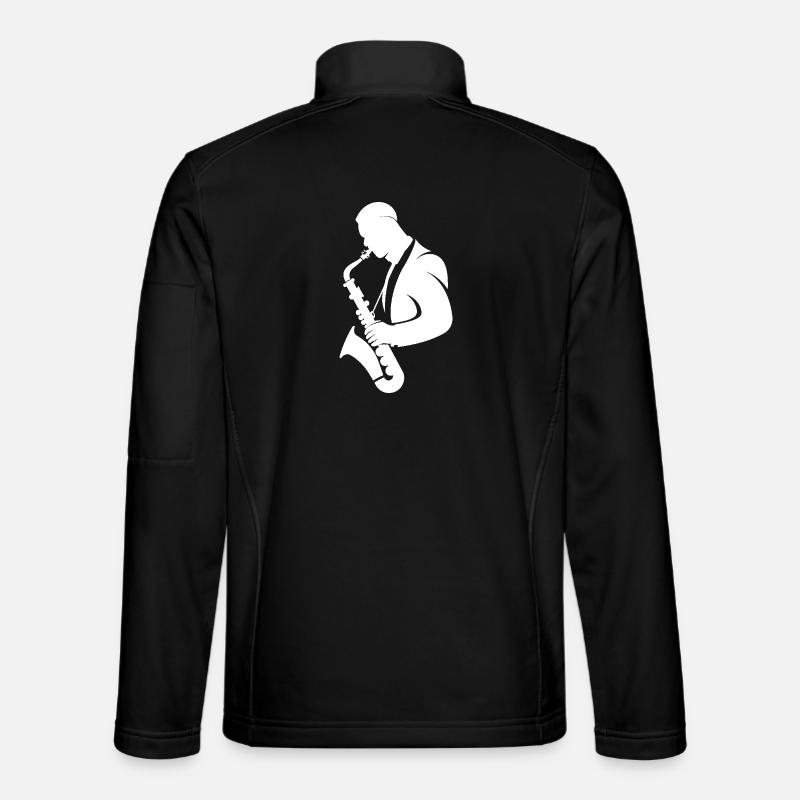 Saxophone Player Drawing - Unisex Softshell Jacket - black
