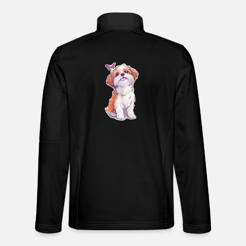 Shih Tzu and Butterfly - Unisex Softshell Jacket - black