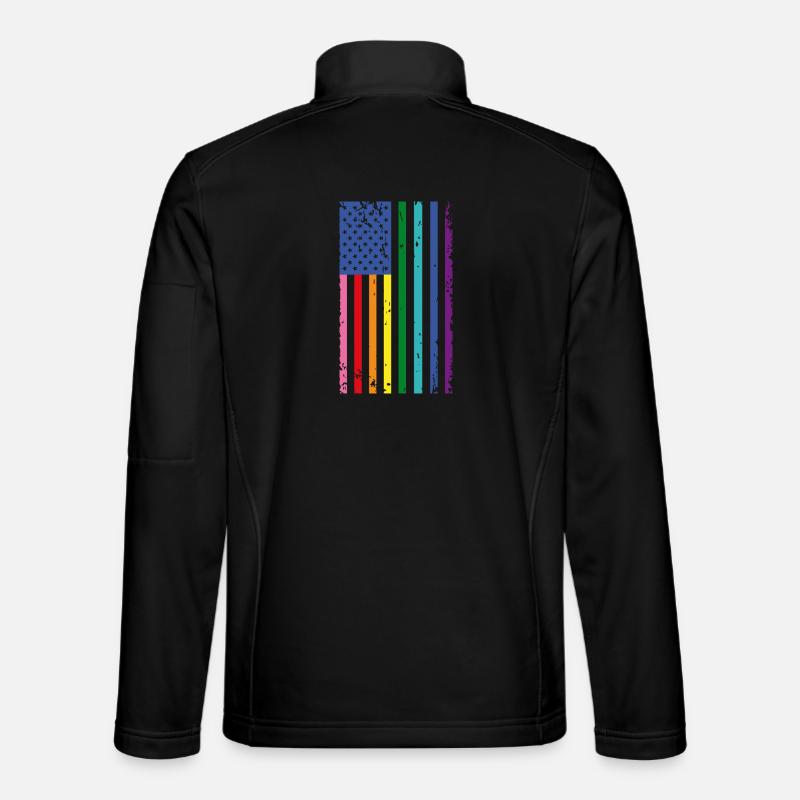Drapeau arc-en-ciel des États-Unis Veste en tissu softshell Unisexe