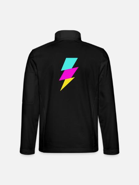 Abstrakter Strahl in Neonfarben - Unisex Softshelljacke - Schwarz - Hinten