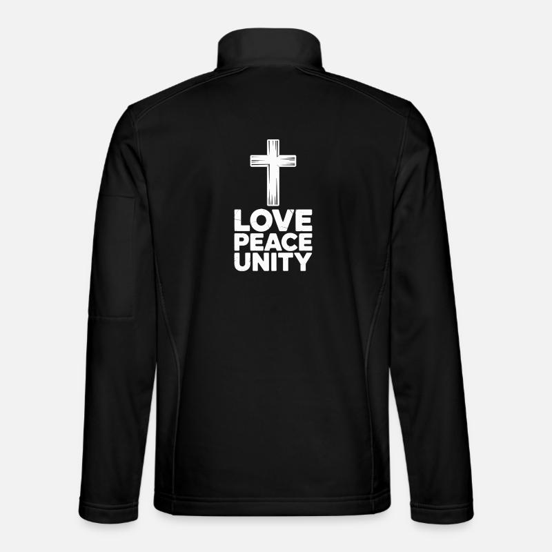 Love, Peace, Unity, Cross, Spirituality - Unisex Softshell Jacket - black