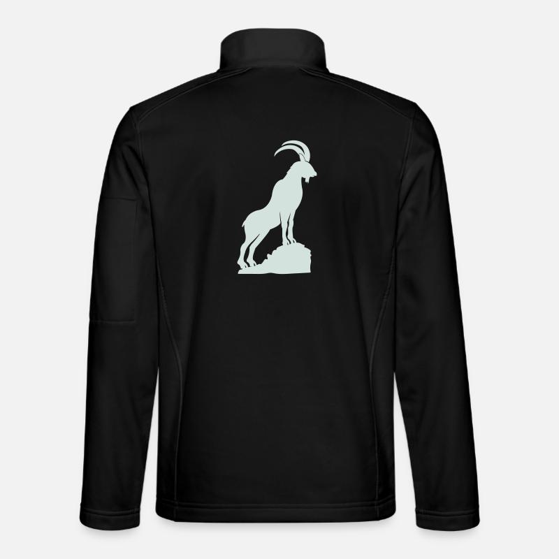 Steinbock Silhouette Berggipfel - Unisex Softshelljacke - Schwarz