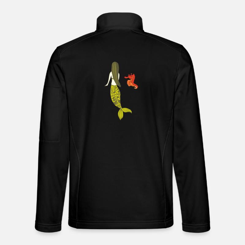 Mermaid date with seahorse - Unisex Softshell Jacket - black