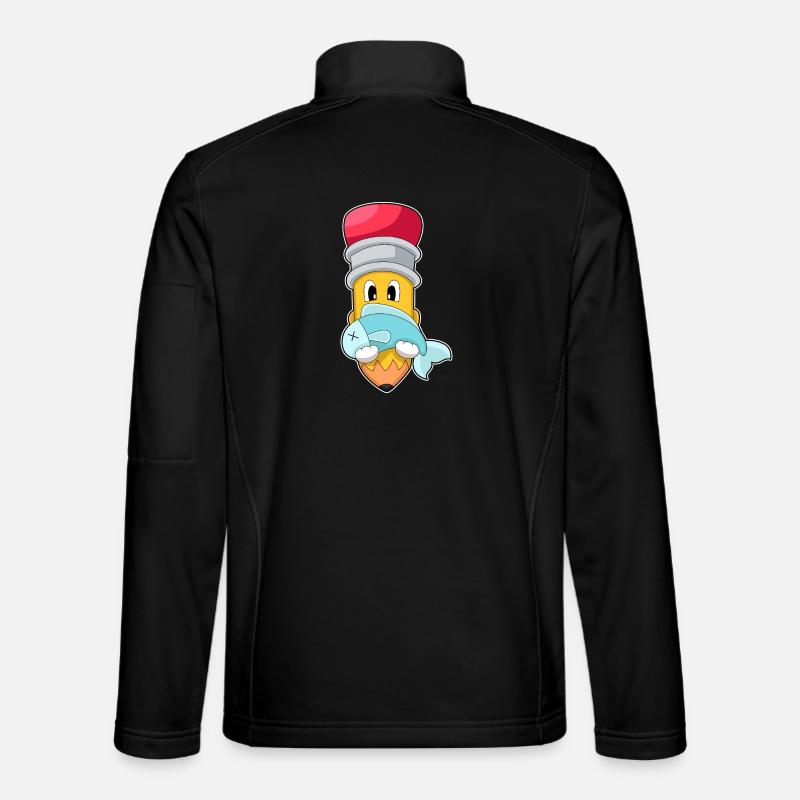 Crayon, Pêcheur, Poisson, Pêche - Veste en tissu softshell Unisexe - noir