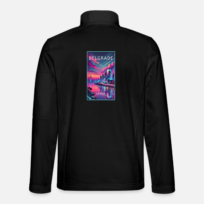 Belgrade Serbia city design - Unisex Softshell Jacket - black