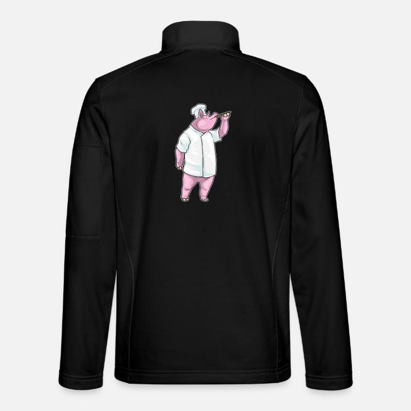 Schwein Koch Kochlöffel Kochen - Unisex Softshelljacke - Schwarz