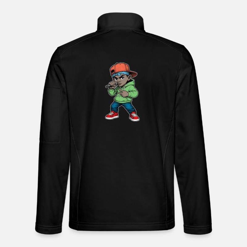 Young Rapper Boy With Microphone - Unisex Softshell Jacket - black