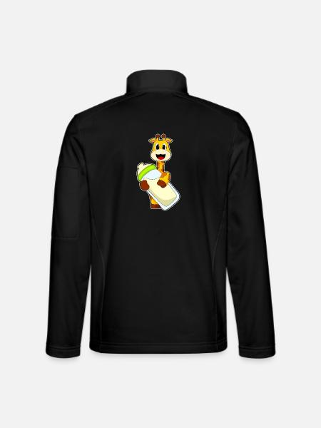 Giraffe Baby Bottle Milk - Unisex Softshell Jacket - black - Back