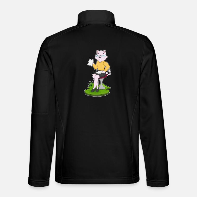 Cat Secretary Paper Office - Unisex Softshell Jacket - black