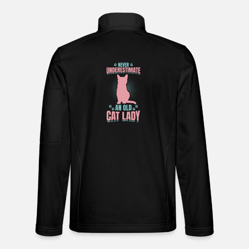 Never Underestimate An Old Cat Lady - Unisex Softshell Jacket - black