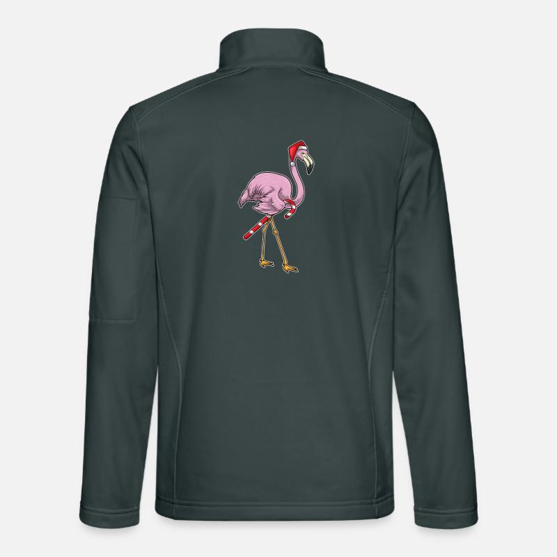 Flamingo Christmas Candy Cane Unisex Softshell Jacket