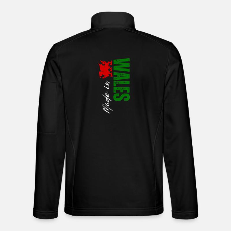 Made in Wales, vertical design - Unisex Softshell Jacket - black