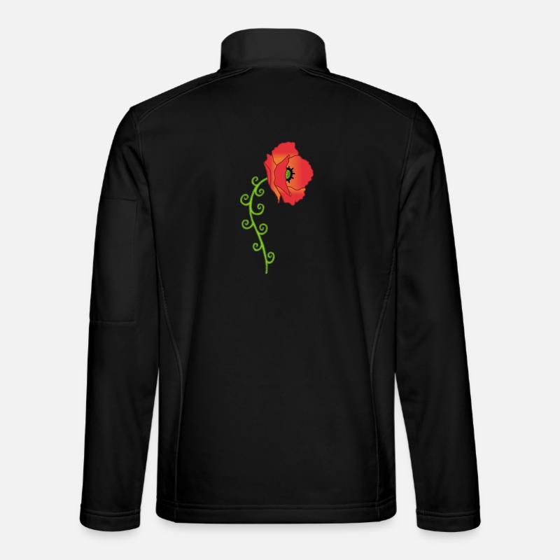 Mohnblume und Spiralblätter - Unisex Softshelljacke - Schwarz