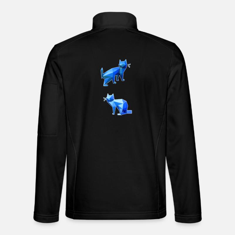 Blaues Polygon-Katzen-Duo - Unisex Softshelljacke - Schwarz