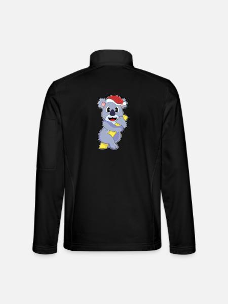 Koala Christmas Santa Hat - Unisex Softshell Jacket - black