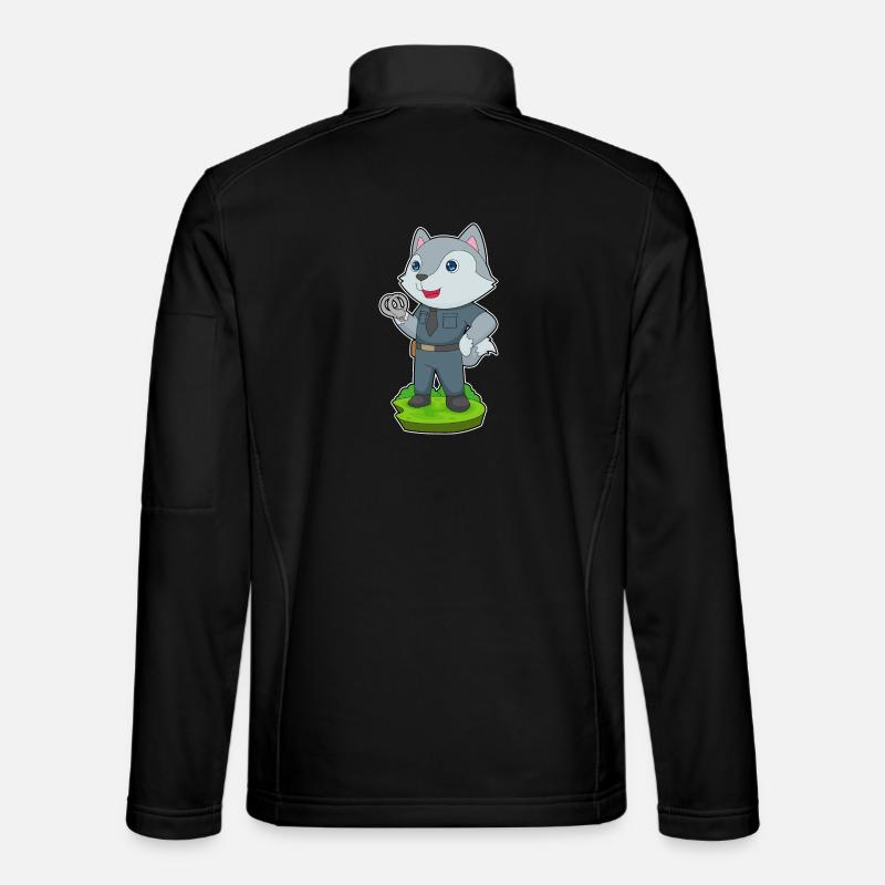 Wolf Policeman Handcuffs Police - Unisex Softshell Jacket - black