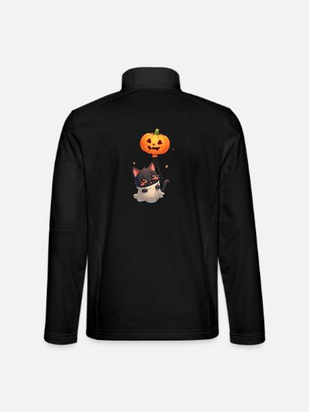 Halloween Cat with Halloween Pumpkin - Unisex Softshell Jacket - black