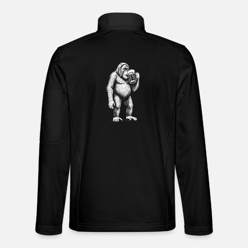 Beer Mug Monkey Silhouette - Unisex Softshell Jacket - black