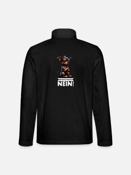 Avant de demander à Miniature Pinscher Pinscher Pinscher Fan - Veste en tissu softshell Unisexe - noir - Dos