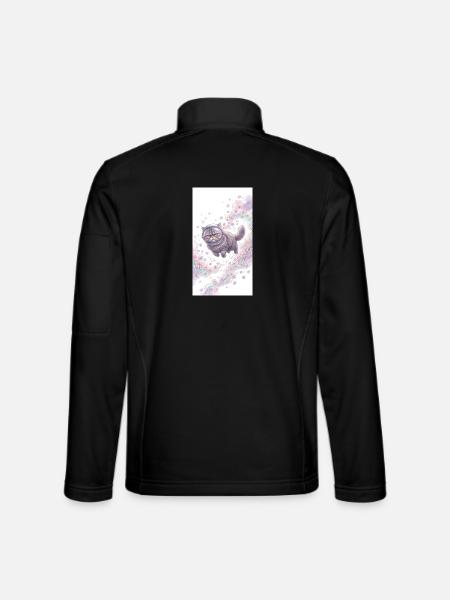 Space cat in flower magic - Unisex Softshell Jacket - black