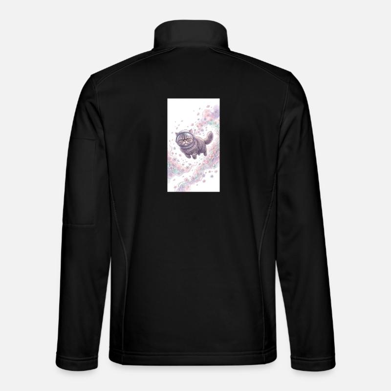 Space cat in flower magic - Unisex Softshell Jacket - black