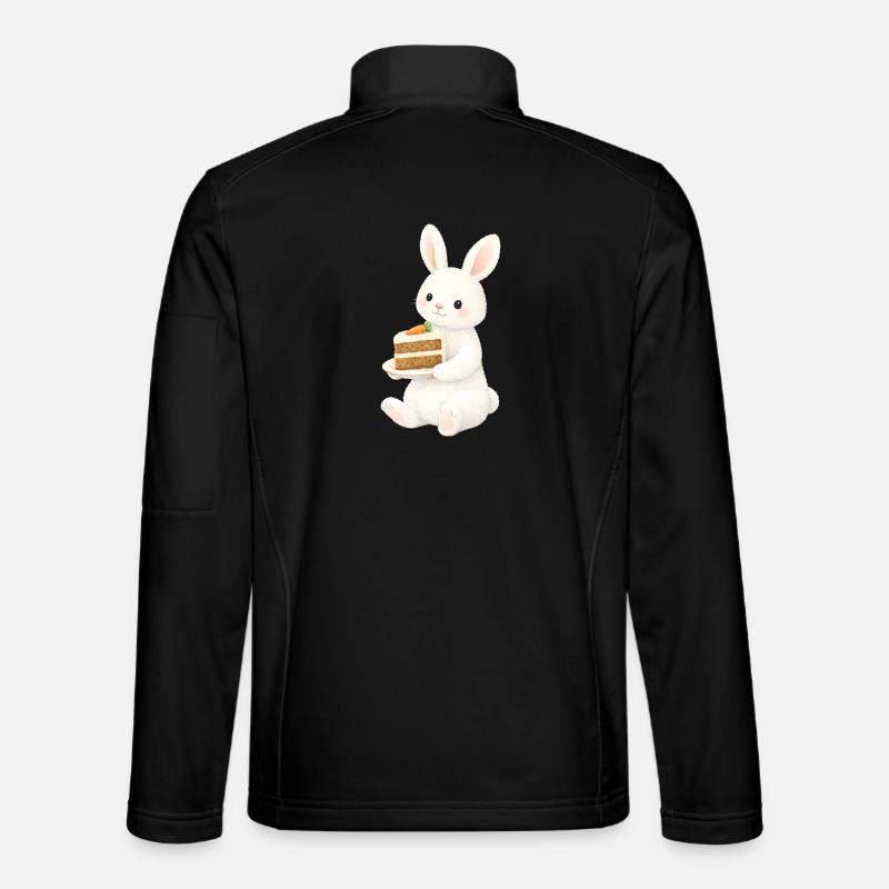Hase mit Karottenkuchen Illustration  - Unisex Softshelljacke - Schwarz