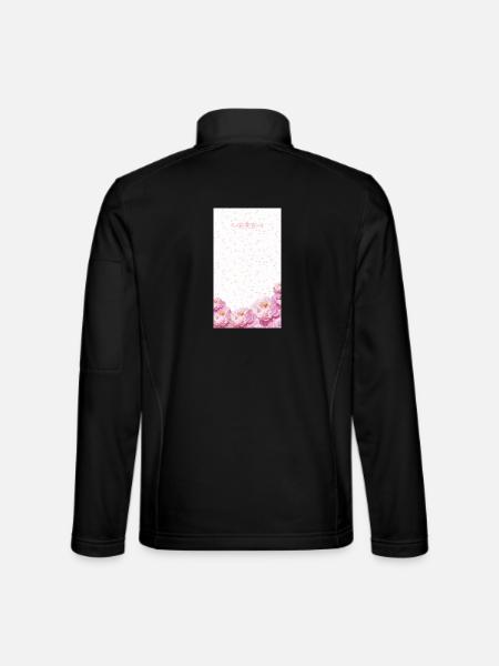 Pink Watercolor Blossom Bouquet - Unisex Softshelljacke - Schwarz - Hinten