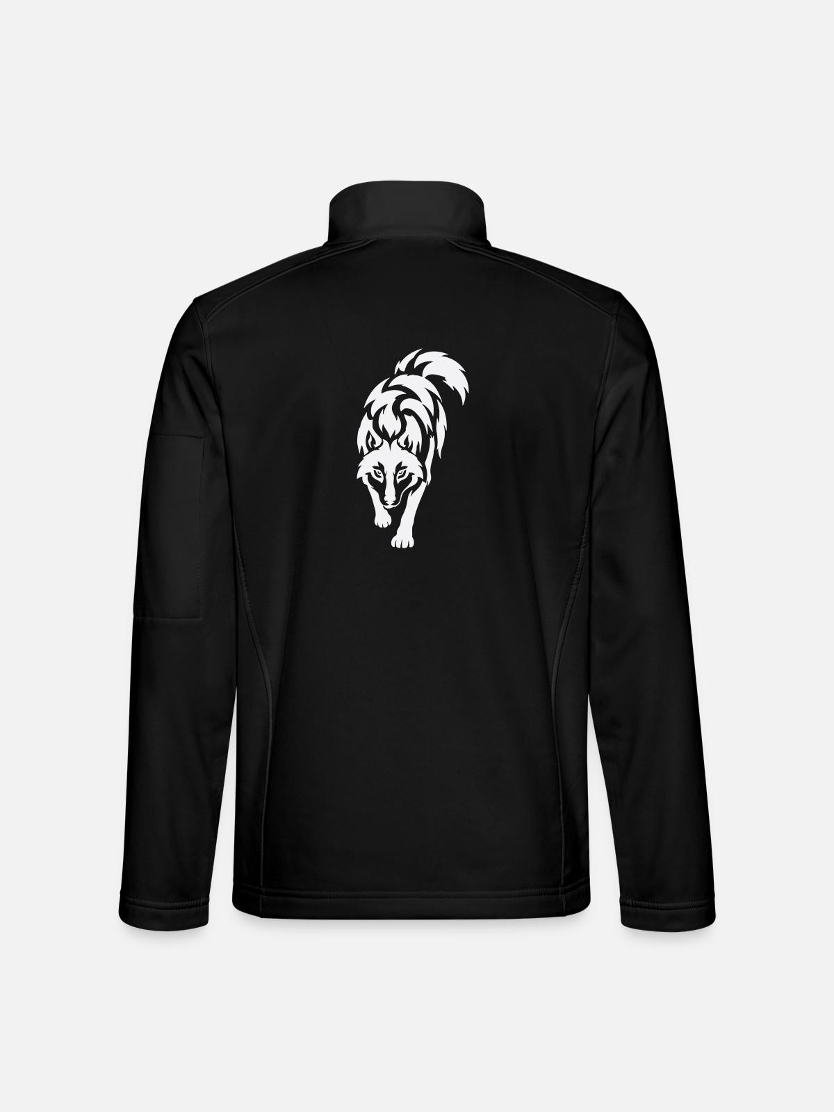 Wolfs Silhouette im Kontrast - Unisex Softshelljacke - Schwarz - Hinten