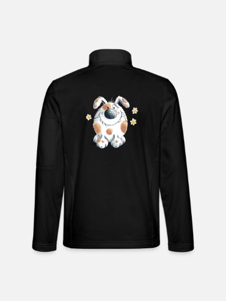 Funny dog with flower - Unisex Softshell Jacket - black
