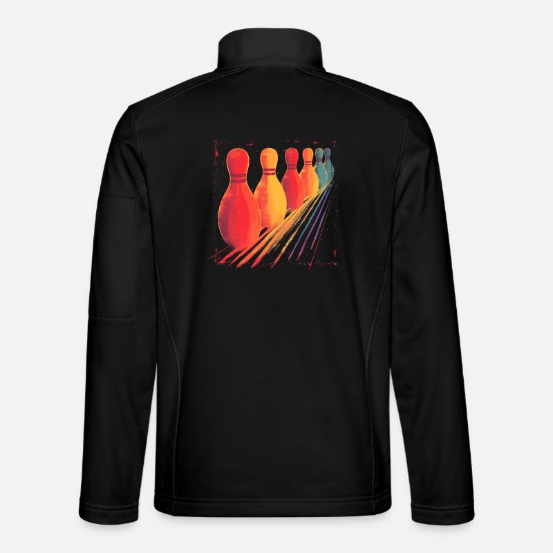 Oldschool Bowling Zeichnung - Unisex Softshelljacke - Schwarz