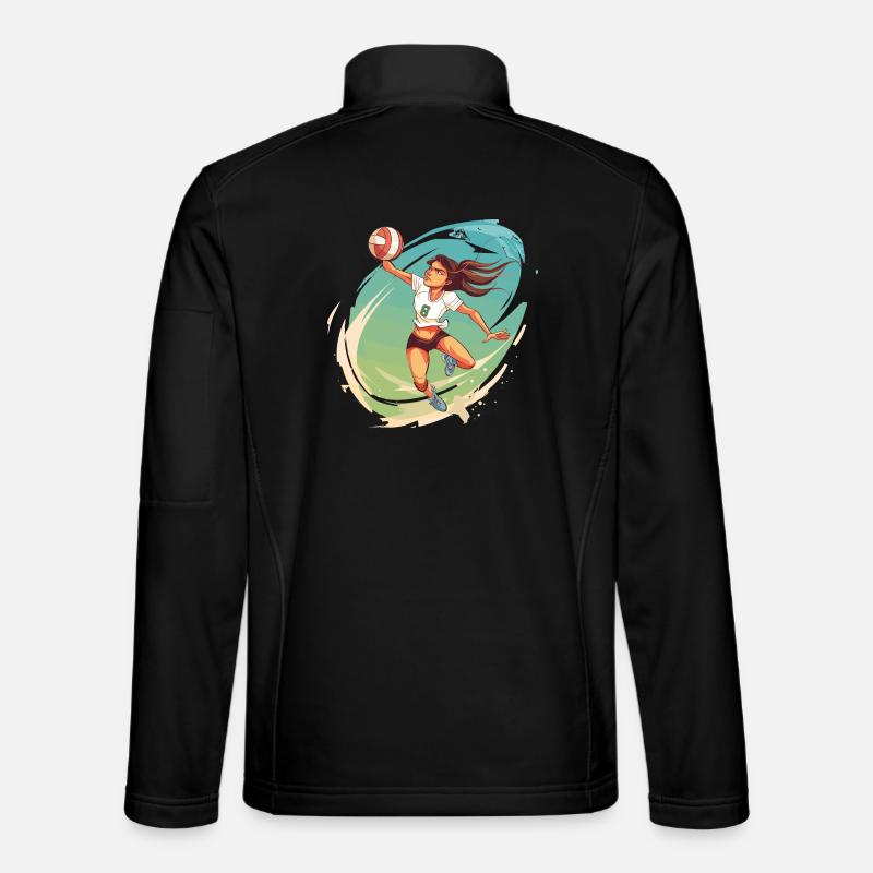 Volleyball Player Comic Style Unisex Softshell Jacket