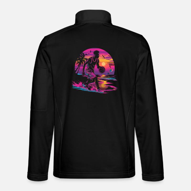 Basketball Synthwave - Unisex Softshelljacke - Schwarz