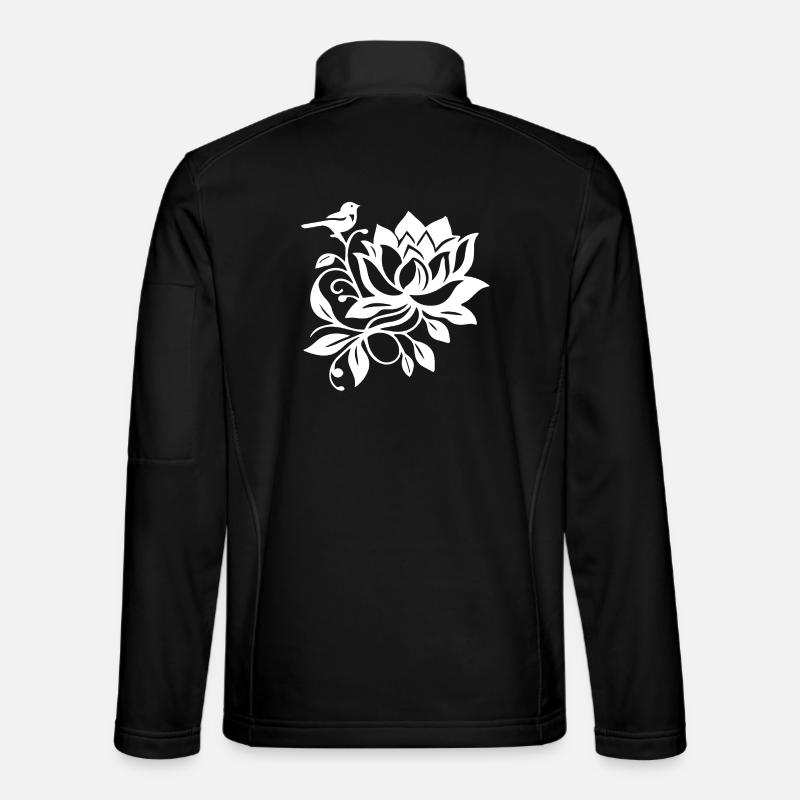 Le lotus blanc et l'oiseau - Veste en tissu softshell Unisexe - noir
