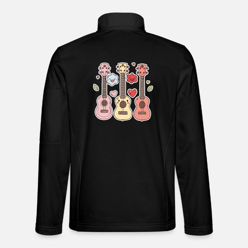 Ukulele Cartoon-Stil - Unisex Softshelljacke - Schwarz