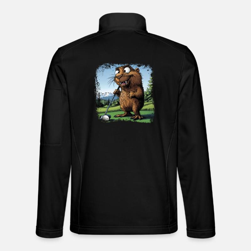 Golfer Groundhog - Unisex Softshell Jacket - black