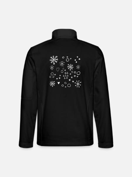Motifs Flocons Hiver Noël Dessin Minimaliste - Veste en tissu softshell Unisexe - noir - Dos