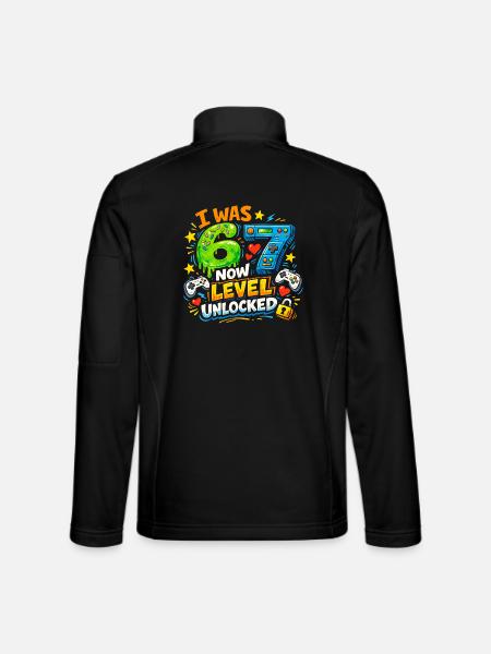 Jeg var 6 år nu, Level 7, låst op 7-års fødselsdagsgamer 67 - Unisex softshelljakke - sort