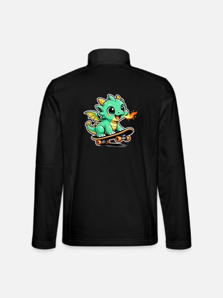 Kleiner Drachen Skateboarder - Unisex Softshelljacke - Schwarz