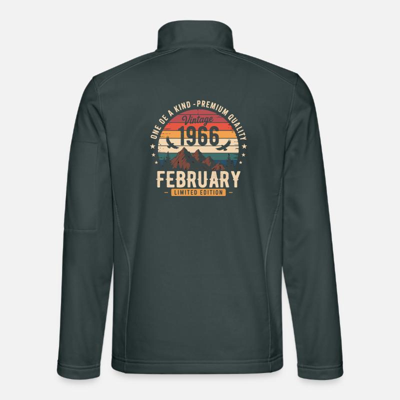 Février 1966 Anniversaire Vintage Février 1966 Veste en tissu softshell Unisexe