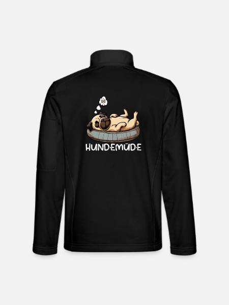 Hundemüde Mops Möpse Mopsbesitzer Mopsliebhaber  - Unisex Softshelljacke - Schwarz - Hinten
