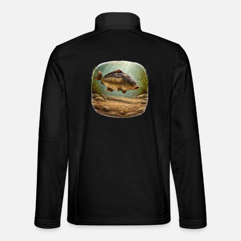 Spiegelkarpfen-Unterwasserfischerei-Design - Unisex Softshelljacke - Schwarz