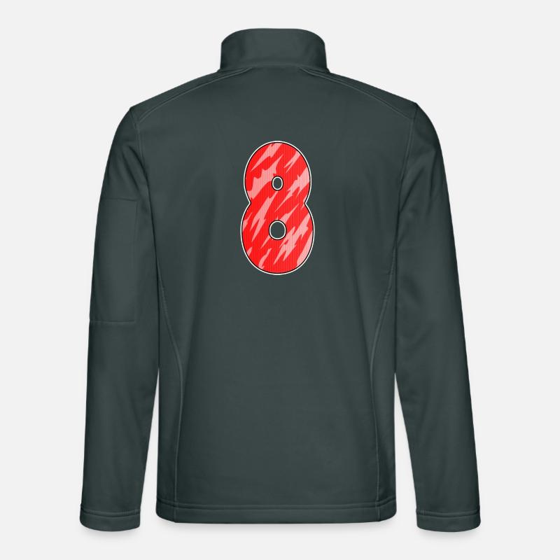 Number 8 Number Eight Motif Red Pattern Unisex Softshell Jacket