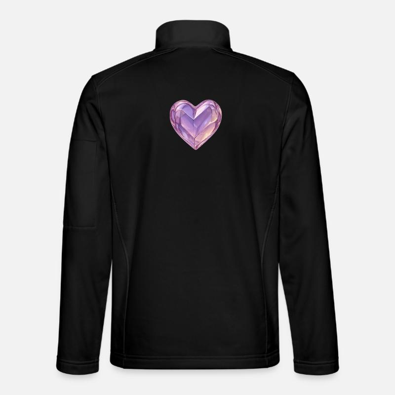 Coeur en verre 3D violet - Veste en tissu softshell Unisexe - noir