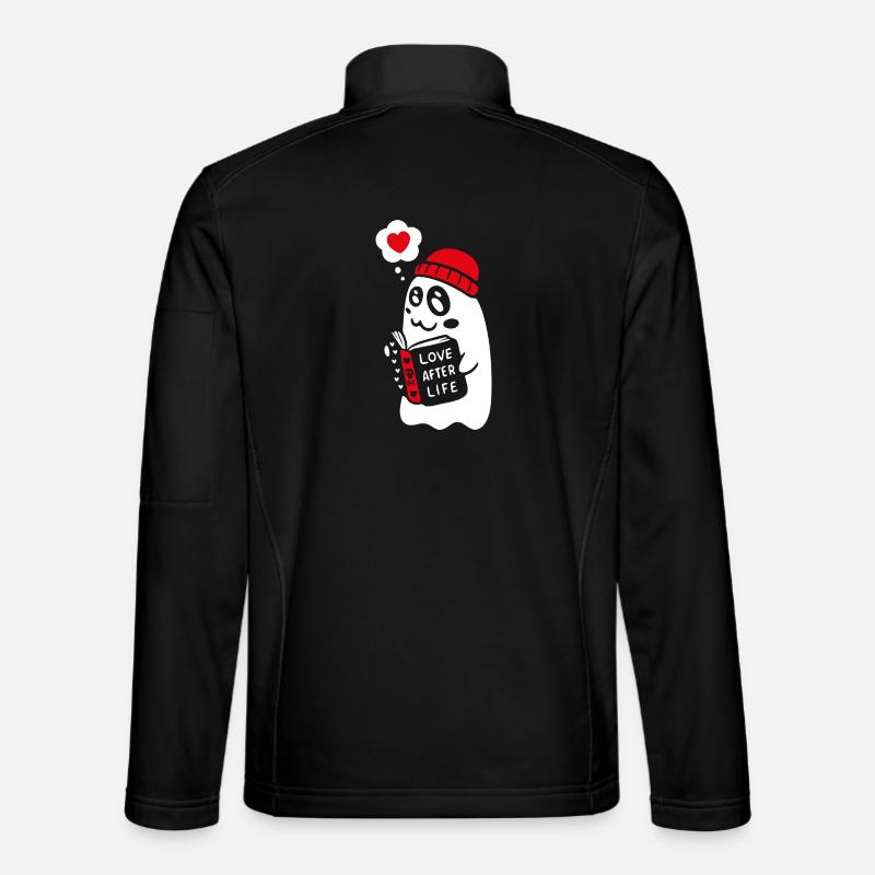 Cute Ghost Reading Romantic Book - Unisex Softshell Jacket - black