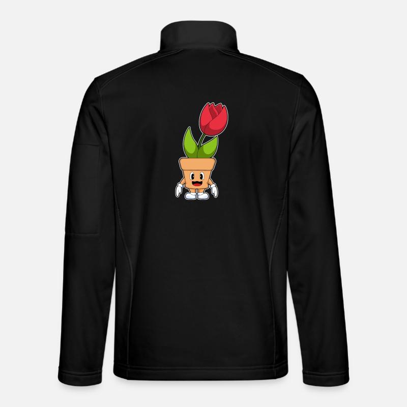 Pot de fleurs Tulipes Fleurs - Veste en tissu softshell Unisexe - noir