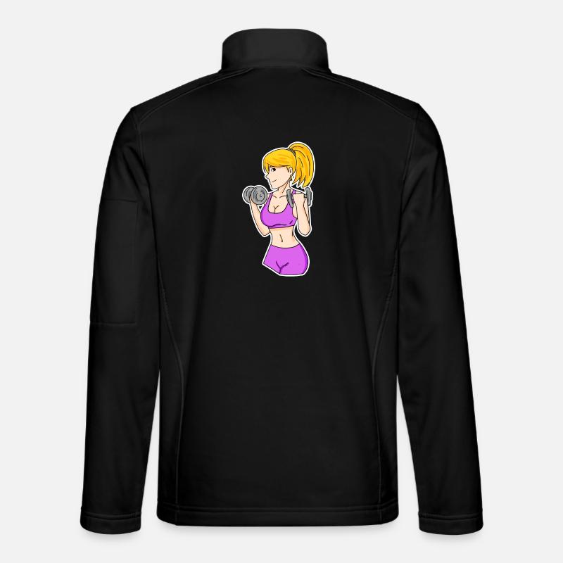 Fitness Woman Dumbbells - Unisex Softshell Jacket - black