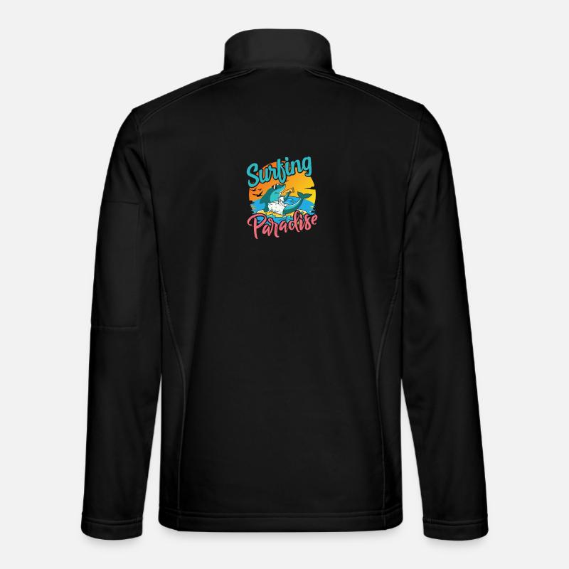 SurferHai Urlaubsmotiv - Unisex Softshelljacke - Schwarz